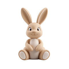 Obraz premium Cute Cartoon Rabbit Sitting on Ground with Friendly Expression
