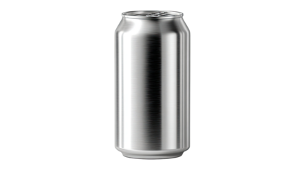 3D black aluminum can with metallic surface showing sleek modern packaging and realistic reflective texture on white background