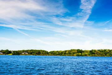 Severn River, Maryland with blue sky over water