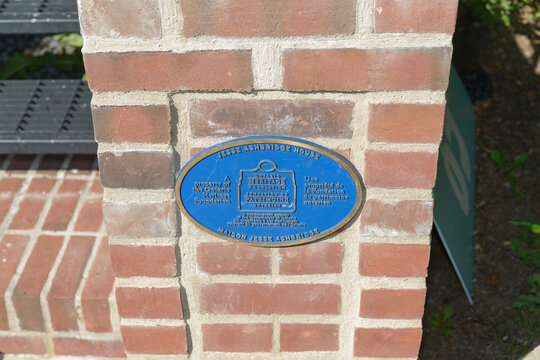 metal plate outside Jesse Ashbridge House (Ontario Heritage Trust), Toronto