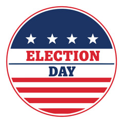 Election Day badge with stars and stripes in red, white, and blue.