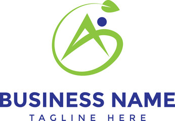 Letter A Charity and Humanity Logo with leaf, letter A abstract logo for charity