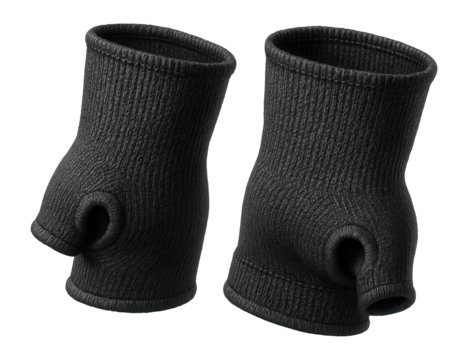 Elastic cut-resistant wrist cuffs with knit protection and thumb slot.