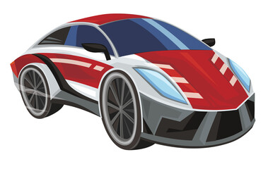 Cartoon street racing car vehicle on white background illustration for children