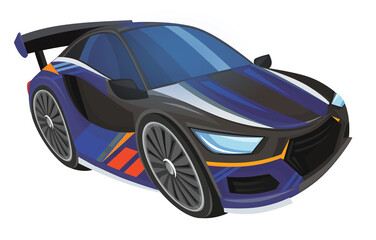 Cartoon street racing car vehicle on white background illustration for children
