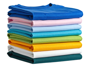 Stack of colorful t-shirts
