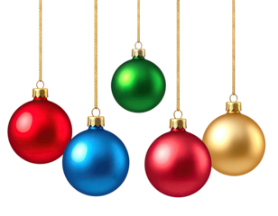 Colorful Christmas ornaments hanging