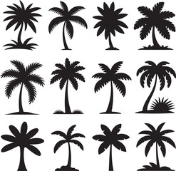 Fototapeta premium Minimal Tropical Tree Silhouette Set