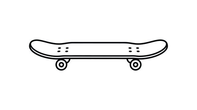 Simple outline drawing of a skateboard on a white background