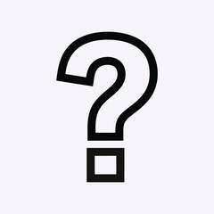 A stark question mark symbol with a square base a dark silhouette