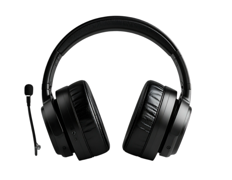 Front view of black over-ear headphones