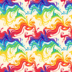 Vibrant Rainbow Swirls Abstract Liquid Marble Pattern.