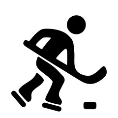 hockey player, black symbol, vector icon