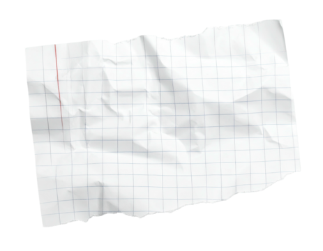 Crumpled lined paper