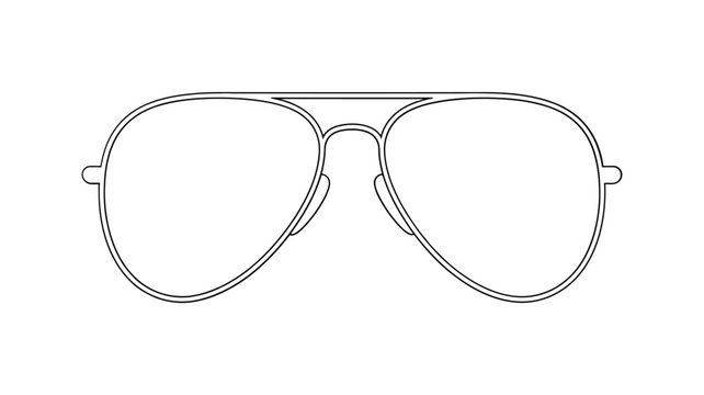 Classic aviator sunglasses outline drawing with a minimalist and modern style