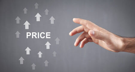 Price word with a growing arrows.