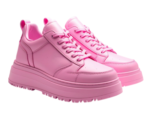Pair of bright pink platform sneakers