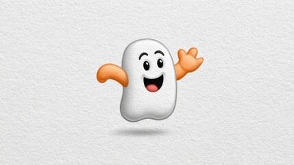  Friendly cartoon character, happy, waving a hand, representing greeting or positive interaction, with copy space