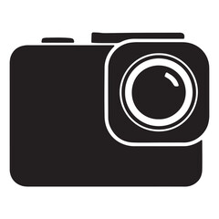 Black Silhouette of Action Camera Icon in Flat Vector Style
