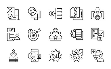 Goal and strategy linear icon set. Action plan, schedule, timeline, management, collaboration, workflow, tasks, vector line icon collection. UI thin line icon pack