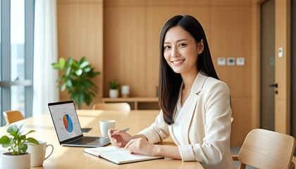 データを見ながら仕事をするキャリアウーマン