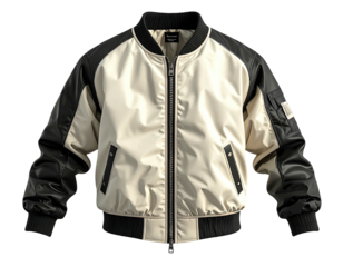 Cream and black bomber jacket