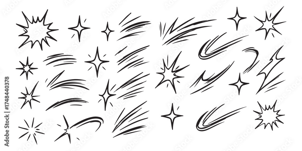 Canvas Prints dynamic comic style line movement elements featuring speed lines, motion effects, and expressive str