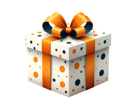 Gift box with an orange ribbon - Powered by Adobe