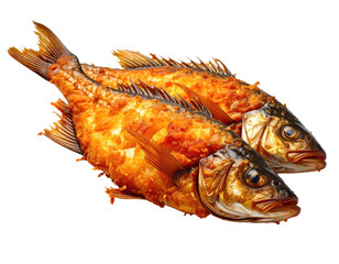 Two fried fish, golden brown and crispy