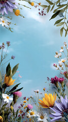 A frame of flowers and leaves