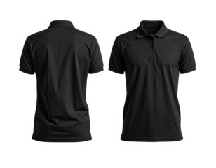 Mockup of a black polo shirt, front and back views
