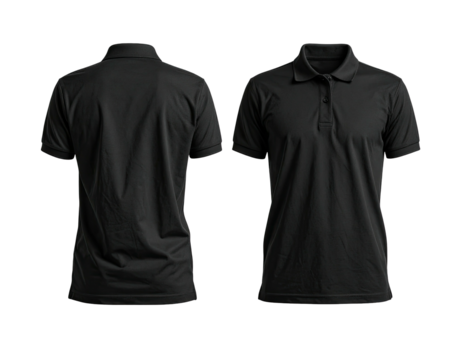Mockup of a black polo shirt, front and back views