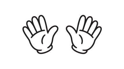 Obraz premium Cartoon-style hands raised in greeting or surprise against a white background.