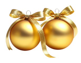 Two golden Christmas ornaments