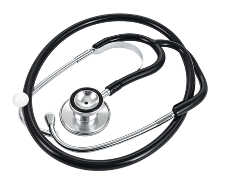 Medical stethoscope, black and silver