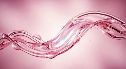 ピンクの光沢液体が流れる抽象背景　透明感とツヤ感のあるフェミニンなデザイン
