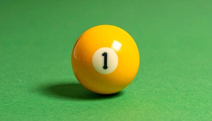 Yellow Number 1 Billiard Ball on Green Felt