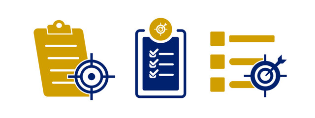 mission list icon vector illustration. mission with list icon in flat style.