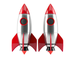 Two retro rockets aligned