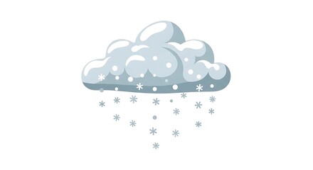 Cute Grey Cloud with Snowflakes Falling in Winter Weather Scene