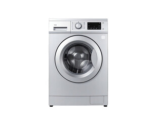 Front-loading silver washing machine