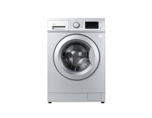 Front-loading silver washing machine