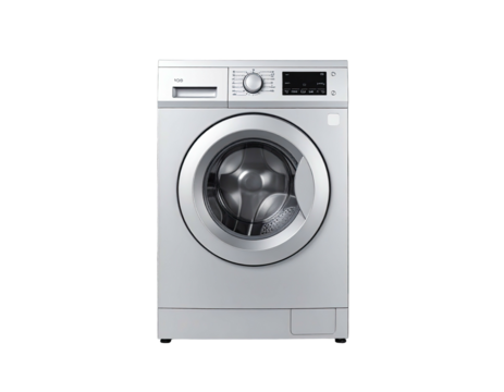 Front-loading silver washing machine
