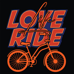 Life love ride shirt design bicycle travel vector illustration design