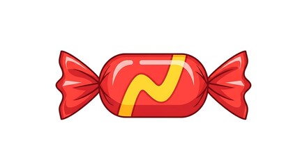 Red Candy with Yellow Zigzag Pattern on Wrapping Wraps Brightly in Hand