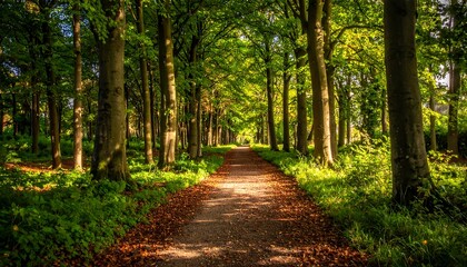 Fototapeta premium Sunlight-drenched forest path