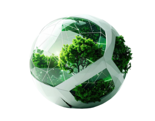 A sphere showcasing greenery within a geometric design