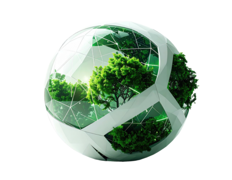 A sphere showcasing greenery within a geometric design