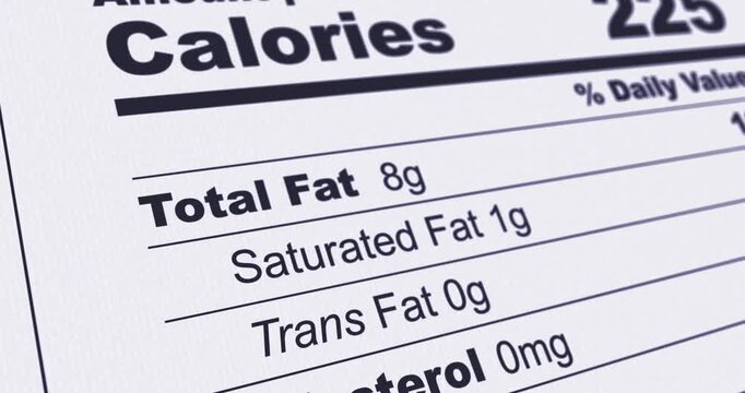 Nutrition Facts Label with Vitamin C content line highlighted, information about ascorbic acid or vitamin C content in product, footage