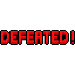 Text in pixel art game, DEFEATED! Game Message, Pixel Arcade Defeat Text